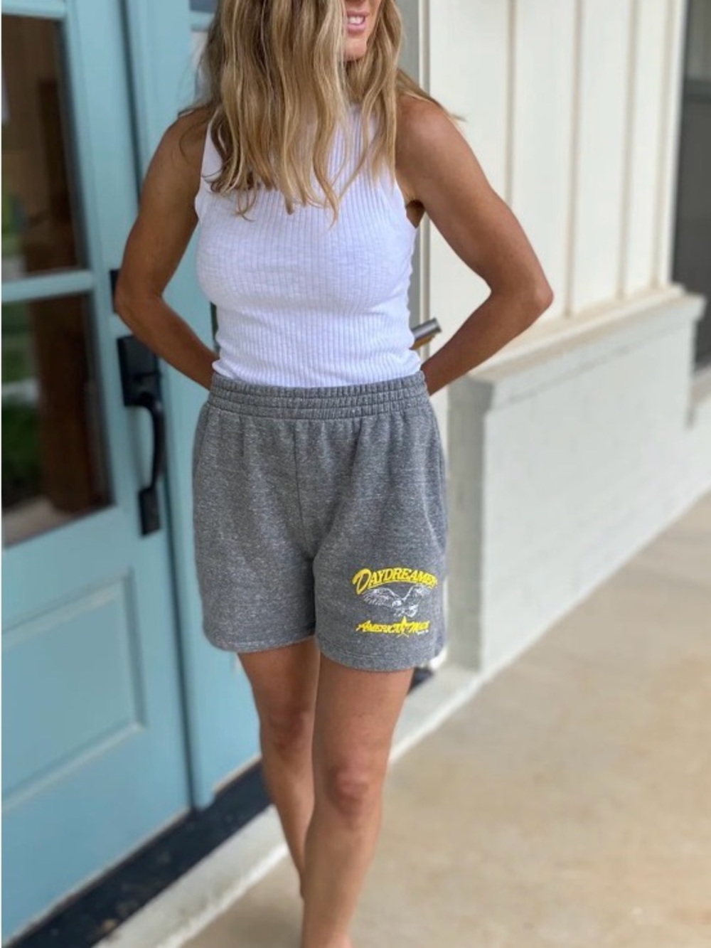 NWT Daydreamer American Made Graphic Sweat Shorts Gray Medium